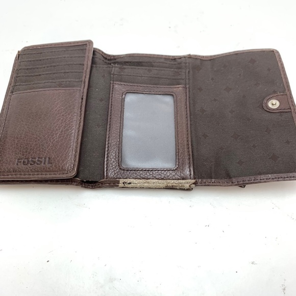 FOSSIL Genuine Leather Wallet Tri-Fold Suede Cards - Picture 13 of 16